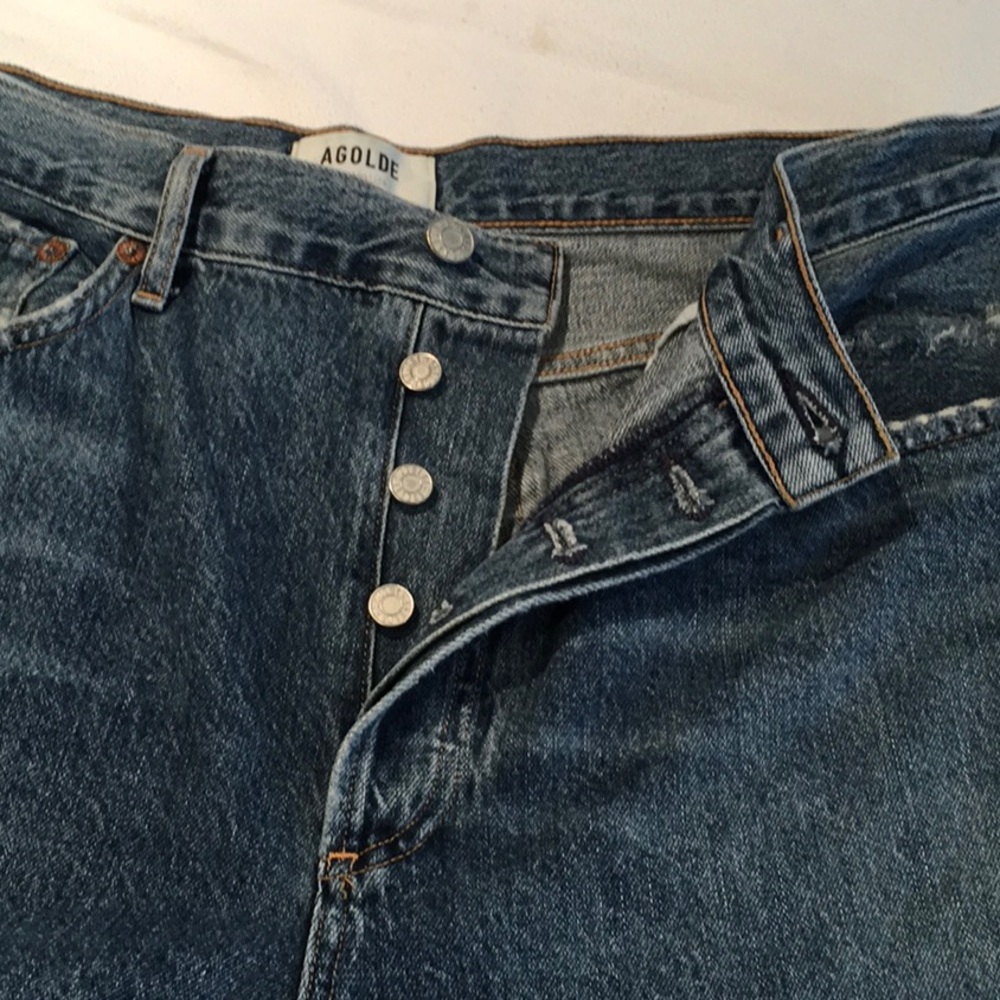 AGOLDE Indigo Riley Crop Jeans Straight High-Rise - Picture 6 of 14
